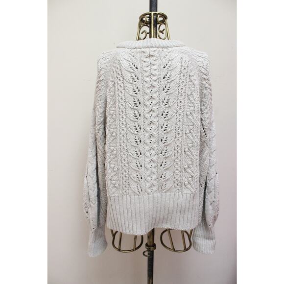 Veronica Beard Ivory Beige Asita Chunky Cable Knit Sweater Size Large - Picture 4 of 5